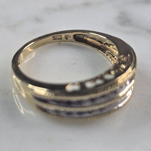 Womens Vintage Estate 10K Yellow Gold Diamond MOM Heart Ring 3.0g E4634 - Picture 5 of 7